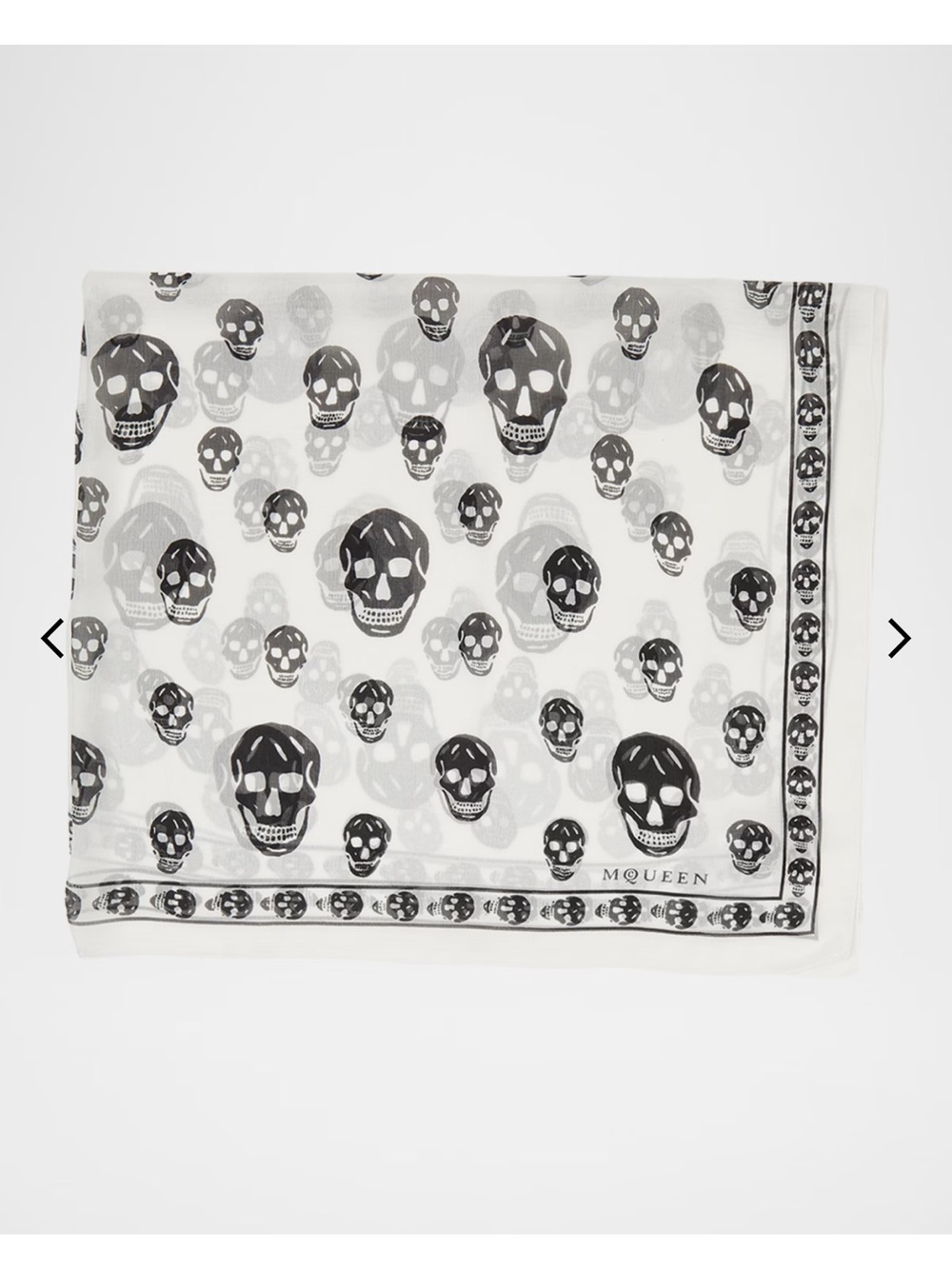 Alexander McQueen White & Black Skull Pocket Square